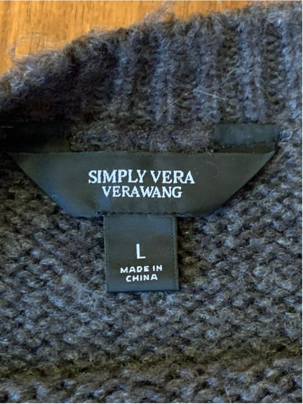 Simply Vera Wang Sweater Large Gray with Purple Stripes - Picture 2 of 7